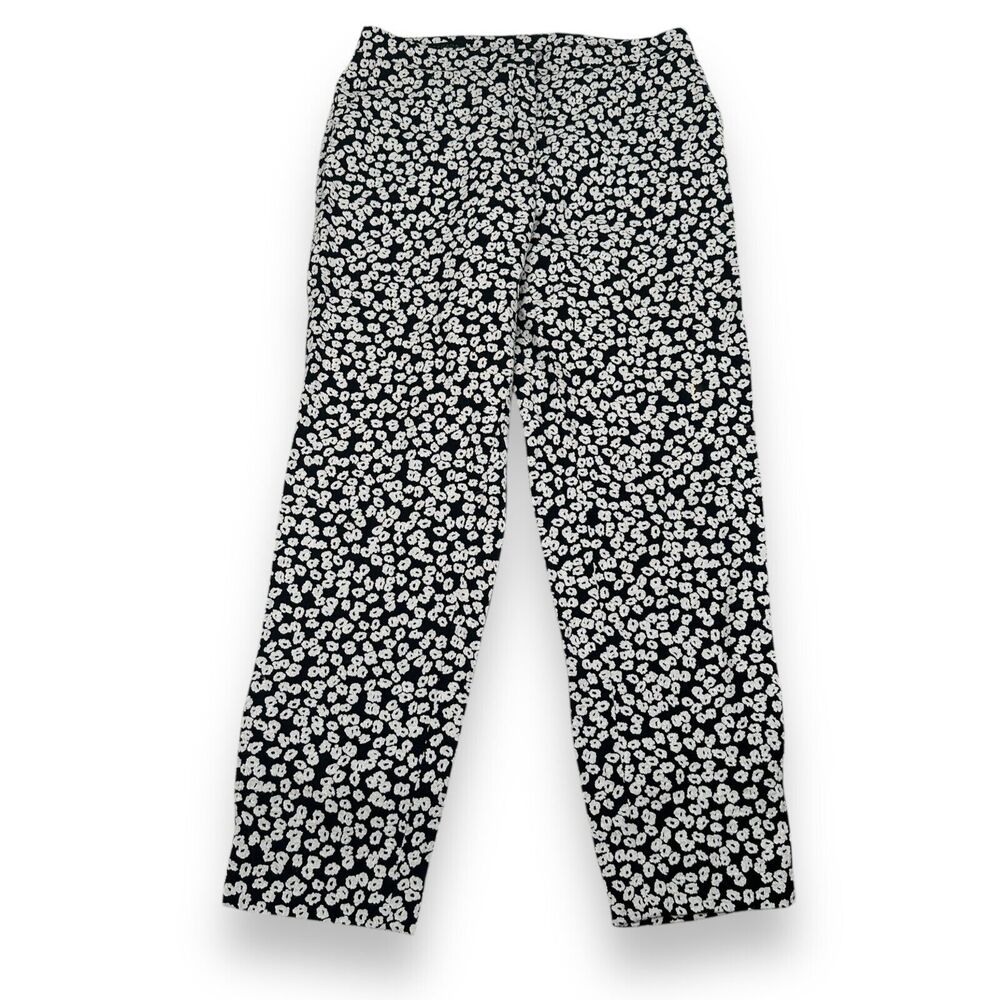 Escada Talaranto Pants Women’s‎ 34 Black Charcoal Gray Floral Straight Cotton